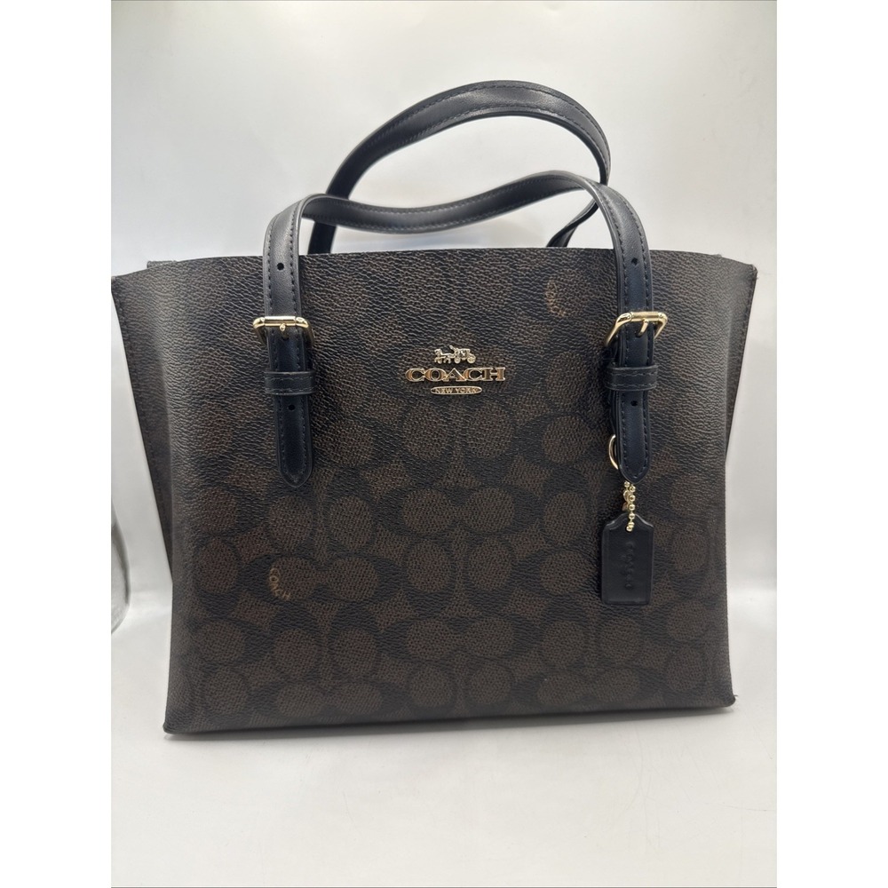 Coach Mollie Tote 25 in Signature Canvas Women Brown Black - Picture 4 of 12